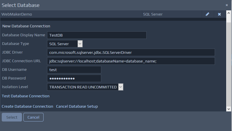 Database Connection Details